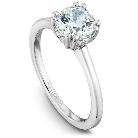 Noam Carver White Gold Solitaire Engagement Ring Setting with Diamond Centerpiece (0.06 CTW)