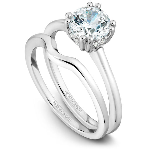 Noam Carver White Gold Solitaire Engagement Ring Setting with Diamond Centerpiece (0.06 CTW)