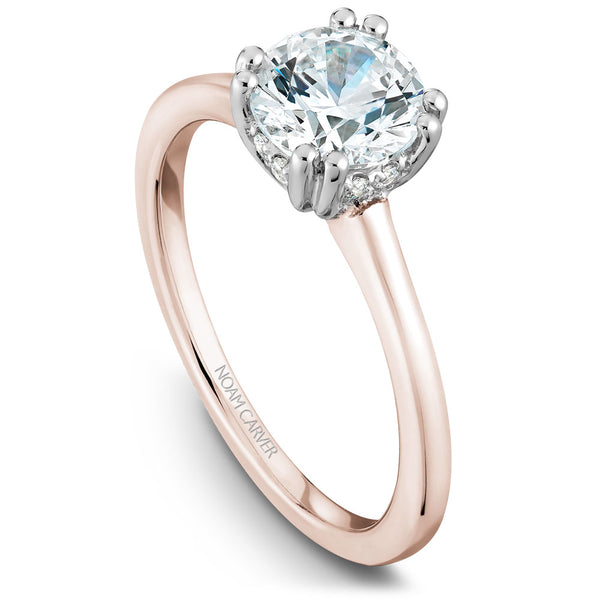 Noam Carver Rose Gold Solitaire Engagement Ring Setting with White Gold Diamond Centerpiece (0.06 CTW)