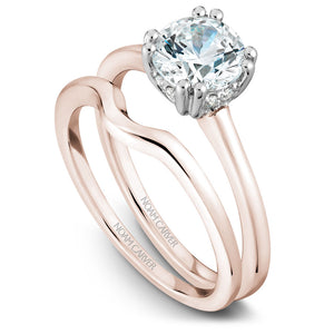 Noam Carver Rose Gold Solitaire Engagement Ring with White Gold Diamond Centerpiece (0.06 CTW)