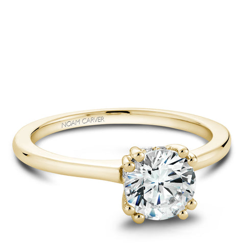 Noam Carver Yellow Gold Solitaire Engagement Ring Setting with Diamond Centerpiece (0.06 CTW)