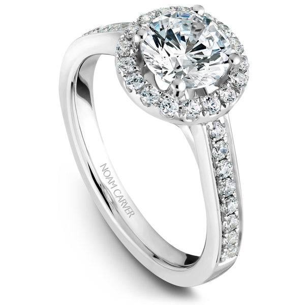 Noam Carver White Gold Channel Set Diamond Engagement Ring Setting with Halo (0.39 CTW)