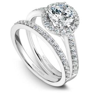 Noam Carver White Gold Channel Set Diamond Engagement Ring with Halo (0.39 CTW)