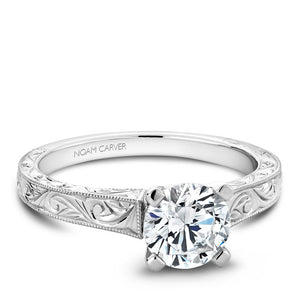 Noam Carver White Gold Carved Shank Engagement Ring