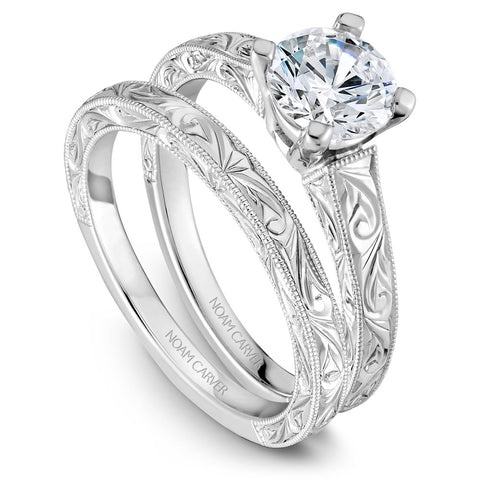 Noam Carver White Gold Carved Shank Engagement Ring