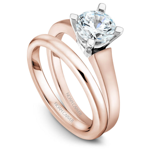 Noam Carver Rose Gold Engagement Ring with White Gold Prongs