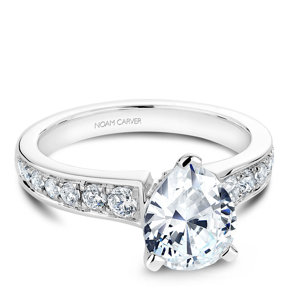 Noam Carver White Gold Channel Set Diamond Engagement Ring with Pear C