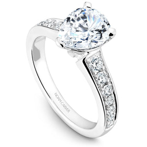 Noam Carver White Gold Channel Set Diamond Engagement Ring Setting with Pear Center Stone (0.40 CTW)