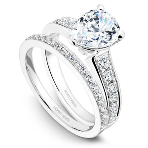 Noam Carver White Gold Channel Set Diamond Engagement Ring Setting with Pear Center Stone (0.40 CTW)