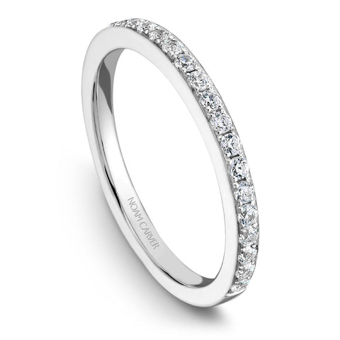 Noam Carver White Gold Channel Set Diamond Engagement Ring with Pear Center Stone (0.40 CTW)