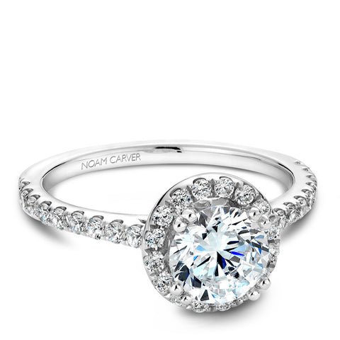 Noam Carver White Gold Diamond Engagement Ring Setting with Halo (0.50 CTW)