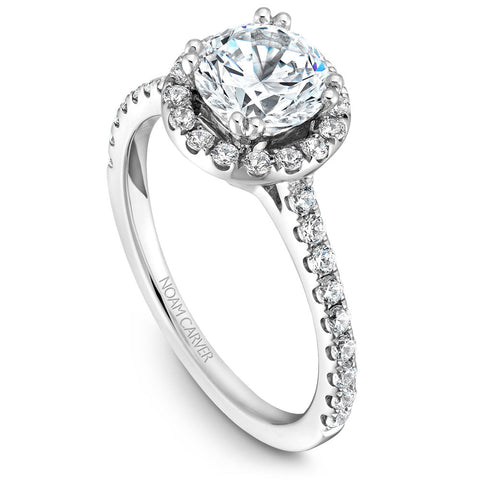 Noam Carver White Gold Diamond Engagement Ring Setting with Halo (0.50 CTW)