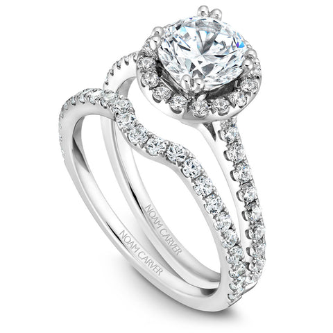 Noam Carver White Gold Diamond Engagement Ring Setting with Halo (0.50 CTW)