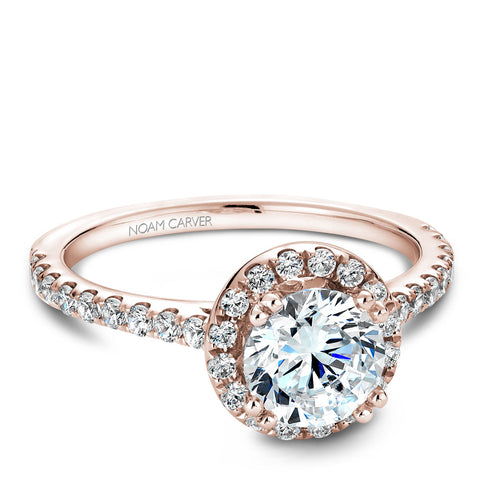 Noam Carver Rose Gold Diamond Engagement Ring Setting with Halo (0.50 CTW)