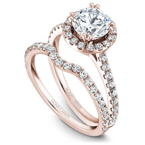 Noam Carver Rose Gold Diamond Engagement Ring Setting with Halo (0.50 CTW)