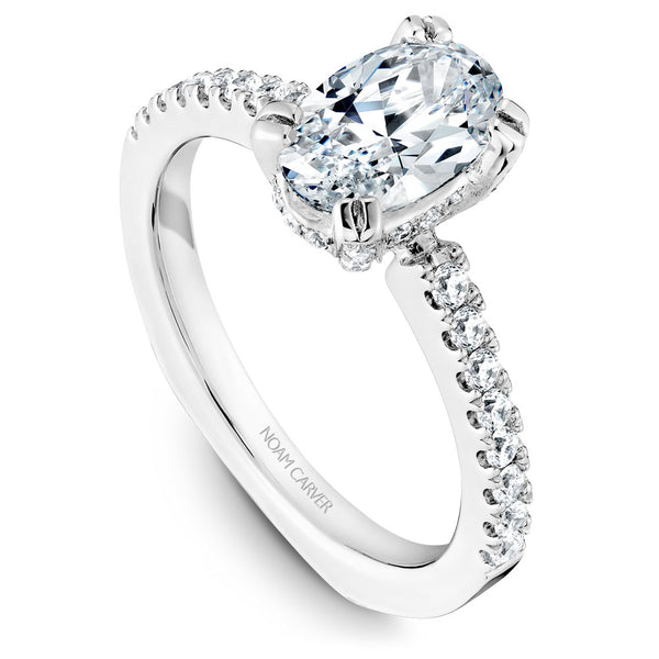 Noam Carver White Gold Diamond Engagement Ring Setting with Oval Center Stone (0.42 CTW)