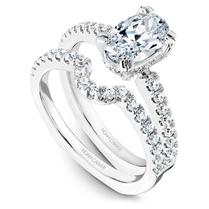 Noam Carver White Gold Diamond Engagement Ring with Oval Center Stone (0.42 CTW)