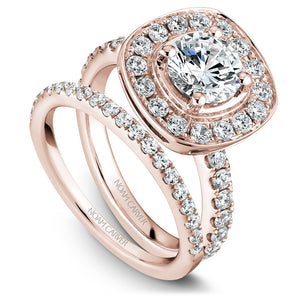 Noam Carver Rose Gold Diamond Engagement Ring with Channel Set Cushion Halo (0.80 CTW)