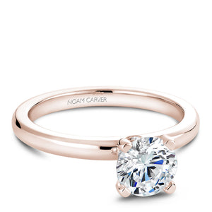 Noam Carver Rose Gold Peg Head Semi Mount Solitaire Engagement Ring with Diamond Accents (0.04 CTW)