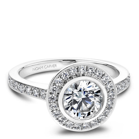 Noam Carver White Gold Diamond Engagement Ring Setting with Channel Set Halo (0.45 CTW)