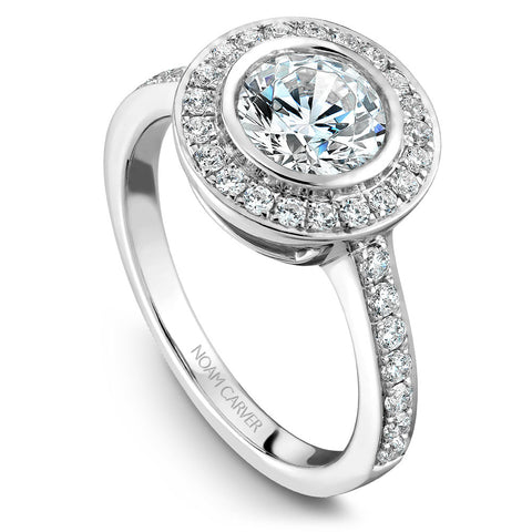 Noam Carver White Gold Diamond Engagement Ring Setting with Channel Set Halo (0.45 CTW)