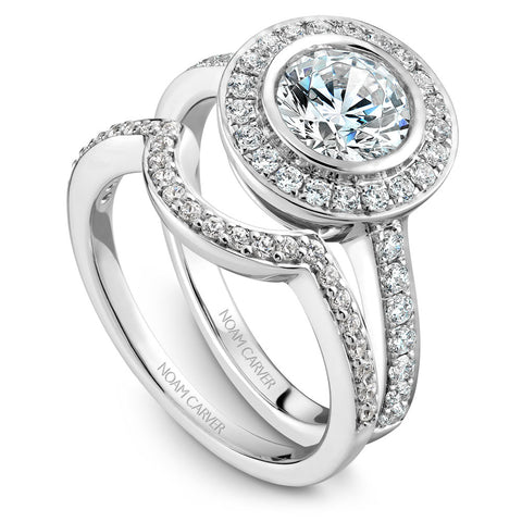Noam Carver White Gold Diamond Engagement Ring Setting with Channel Set Halo (0.45 CTW)