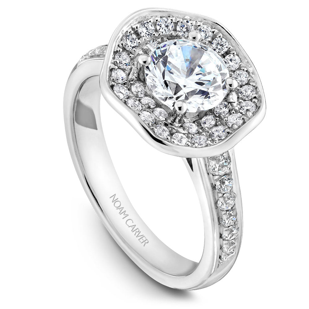 Noam Carver Floral White Gold Engagement Ring with Double Halo (0.48 CTW)