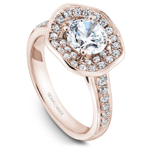 Noam Carver Floral Rose Gold Engagement Ring Setting with Double Halo (0.48 CTW)