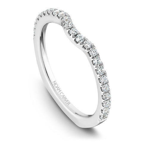Noam Carver White Gold Split Shank Diamond Engagement Ring Setting with Halo (0.50 CTW)