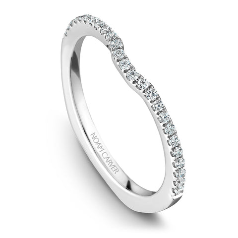 Noam Carver White Gold Split Shank Diamond Engagement Ring Setting with Halo (0.45 CTW)