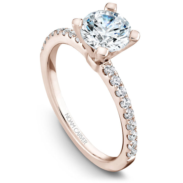 Noam Carver Rose Gold Peg Head Semi Mount Diamond Solitaire Engagement Ring setting (0.28 CTW)