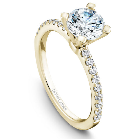 Noam Carver Yellow Gold Peg Head Semi Mount Diamond Solitaire Engagement Ring Setting (0.28 CTW)