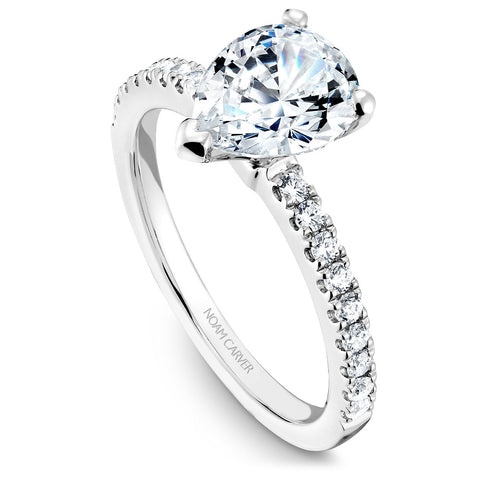 Noam Carver White Gold Peg Head Semi Mount Diamond Solitaire Engagement Ring Setting