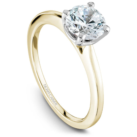 Noam Carver Yellow Gold Solitaire Engagement Ring Setting with White Prongs