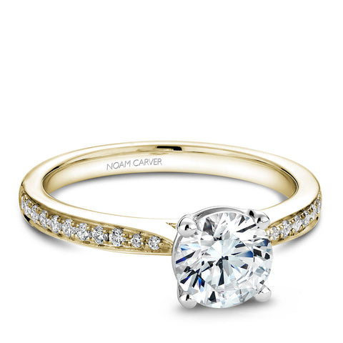 Noam Carver Yellow Gold Diamond Engagement Ring Setting with White Prongs (0.16 CTW)