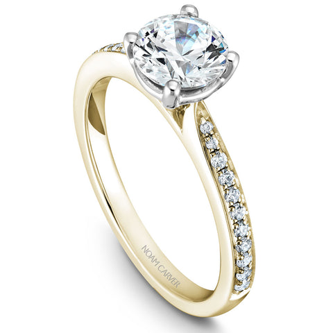 Noam Carver Yellow Gold Diamond Engagement Ring Setting with White Prongs (0.16 CTW)