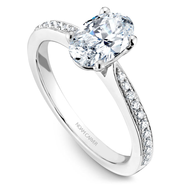 Noam Carver White Gold Diamond Engagement Ring Setting with Oval Center Stone (0.17 CTW)