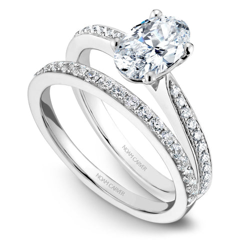 Noam Carver White Gold Diamond Engagement Ring Setting with Pear Center Stone (0.17 CTW)