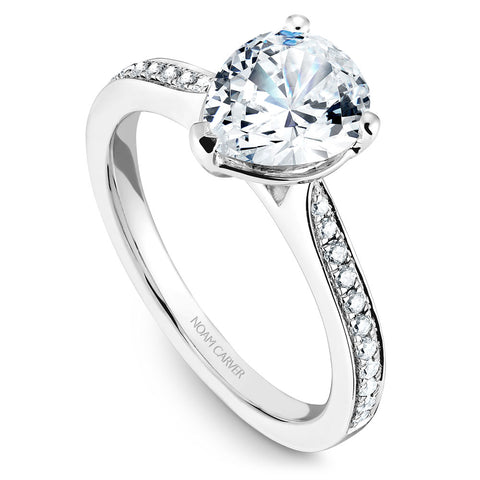 Noam Carver White Gold Diamond Engagement Ring with Pear Center Stone (0.17 CTW)