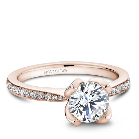 Noam Carver Rose Gold Diamond Engagement Ring Setting with Flower Crown (0.31 CTW)