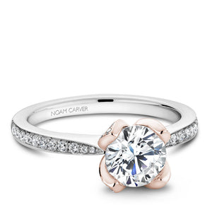 Noam Carver White Gold Diamond Engagement Ring with Rose Gold Flower Crown (0.31 CTW)
