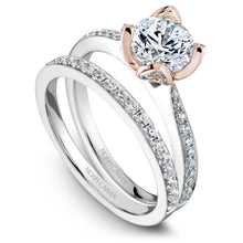Load image into Gallery viewer, Noam Carver White Gold Diamond Engagement Ring with Rose Gold Flower Crown (0.31 CTW)