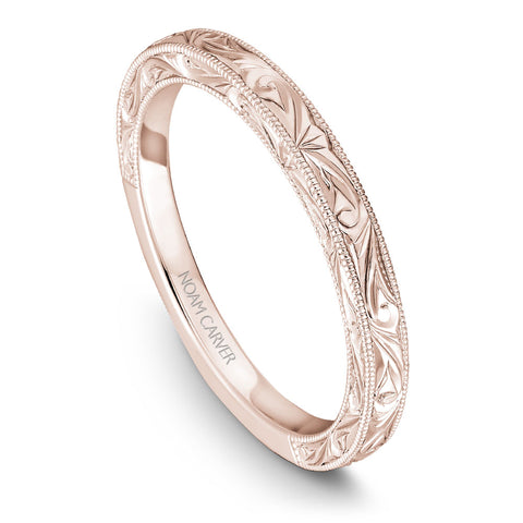 Noam Carver Rose Gold Carved Shank Engagement Ring Setting