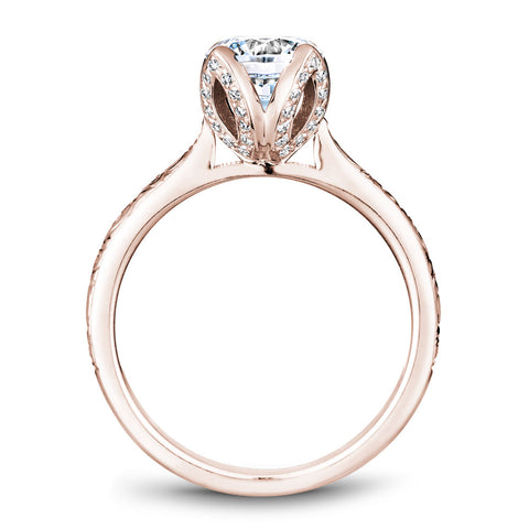 Noam Carver Rose Gold Engagement Ring Setting with Floral Engravings and Crown (0.17 CTW)