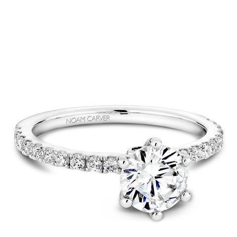 Noam Carver White Gold 6-Prong Diamond Engagement Ring (0.35 CTW)