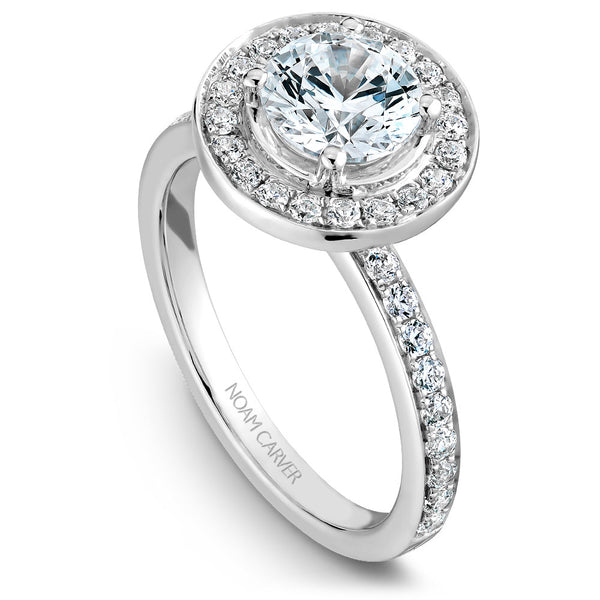 Noam Carver White Gold Channel Set Diamond Engagement Ring Setting with Halo (0.55 CTW)