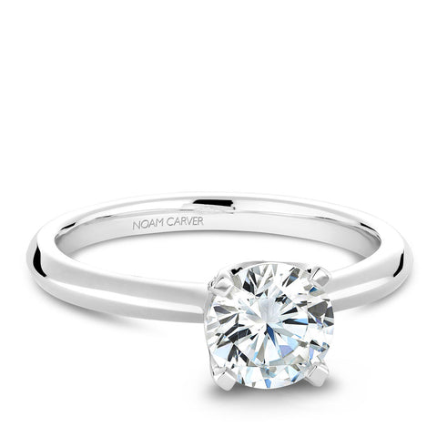 Noam Carver White Gold Solitaire Engagement Ring Setting with Diamond Crown (0.13 CTW)