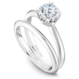 Noam Carver White Gold Solitaire Engagement Ring Setting with Diamond Crown (0.13 CTW)