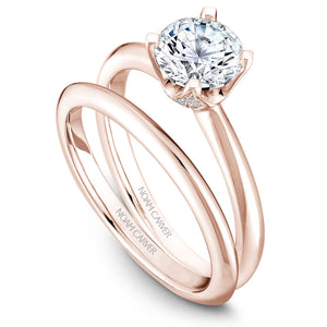 Noam Carver Rose Gold Solitaire Engagement Ring with Diamond Crown (0.13 CTW)