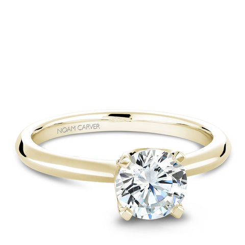 Noam Carver Yellow Gold Solitaire Engagement Ring Setting with Diamond Crown (0.13 CTW)